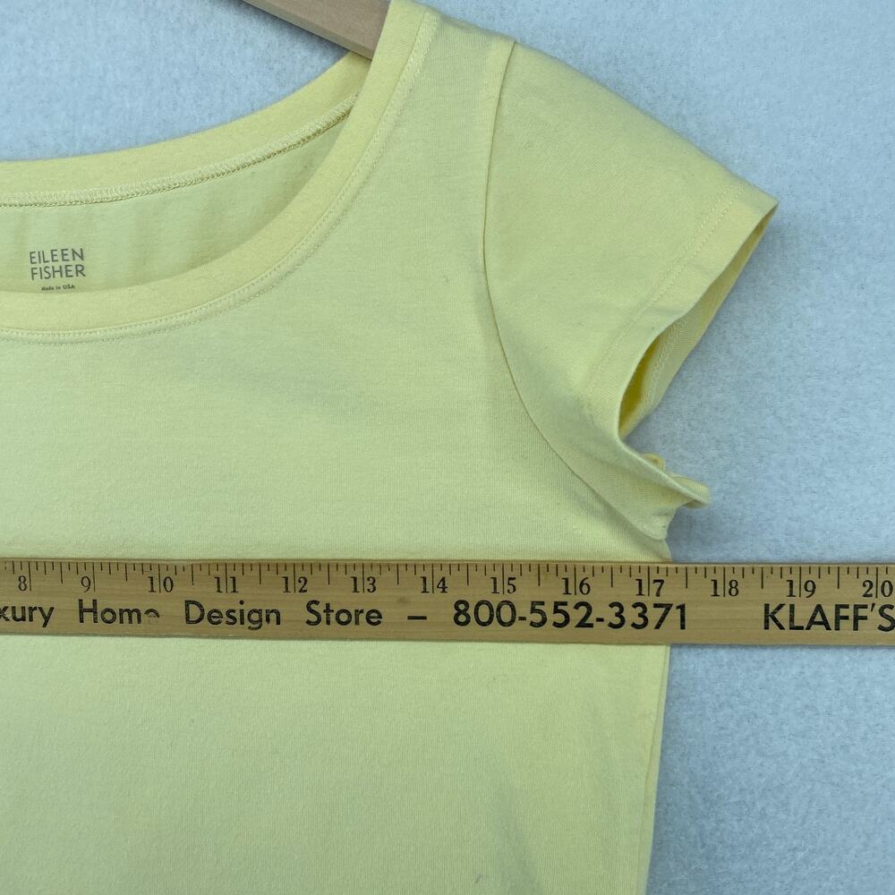 EILEEN FISHER Top S Stretch Organic Cotton Scoop Neck Cap Sleeve Yellow USA - Picture 11 of 13